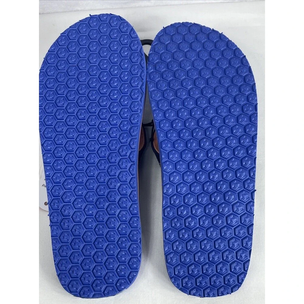 Wonder Nation Palm Tree Design Flip Flops Unisex Boys Girls Blue Size 6 NEW